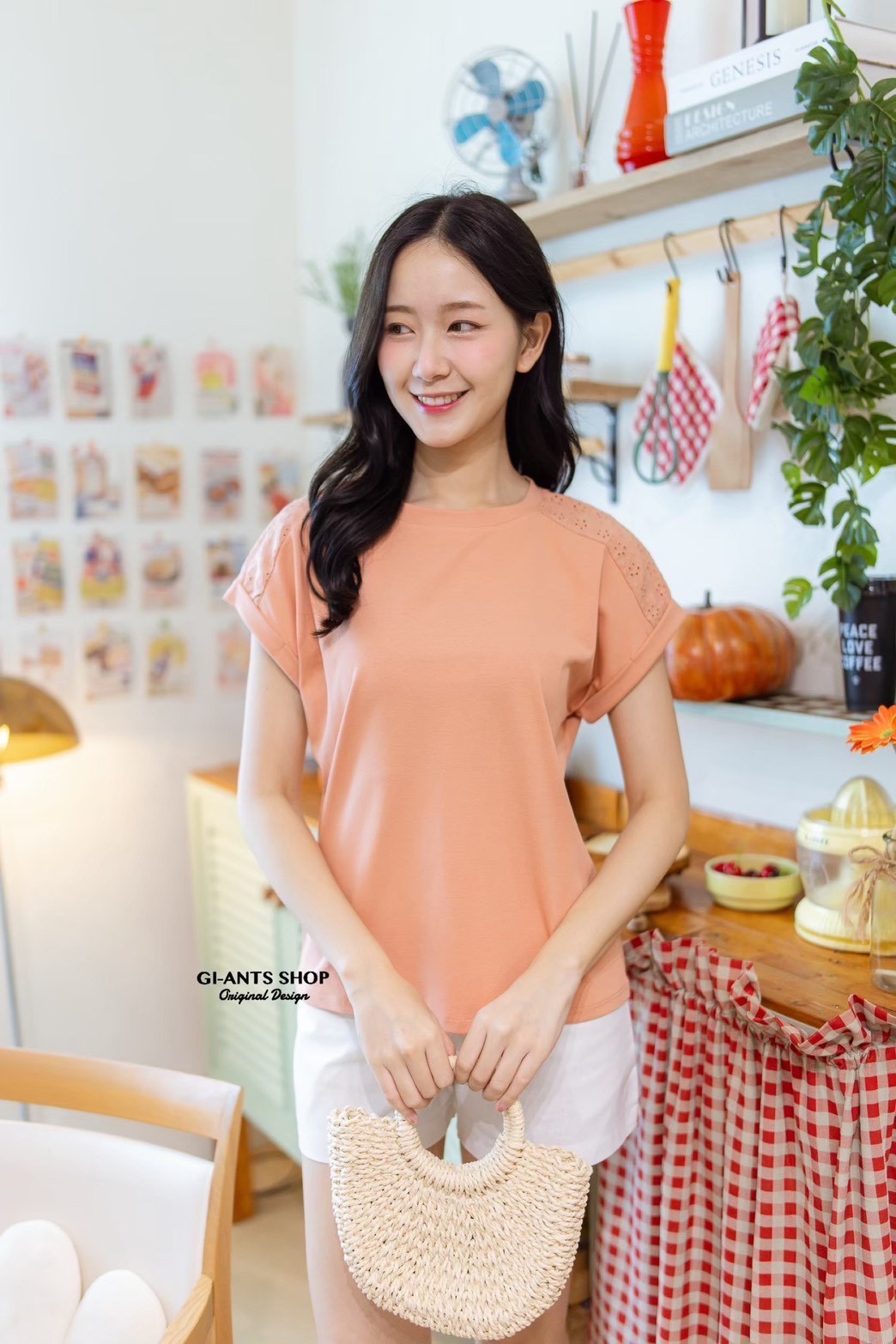 A105  🌈 Chic Lace Shoulder Cotton Tee 🌈