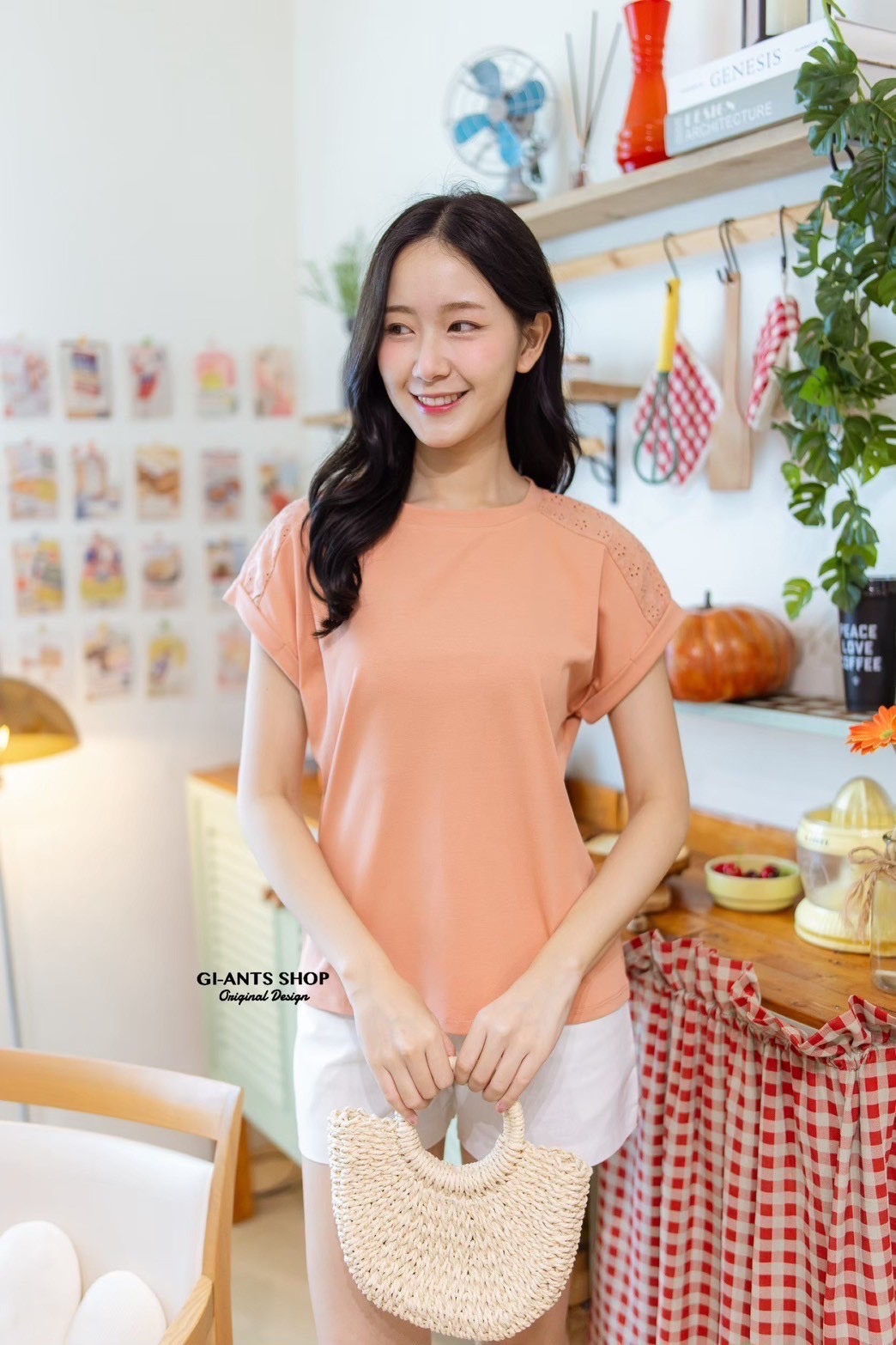 A105  🌈 Chic Lace Shoulder Cotton Tee 🌈