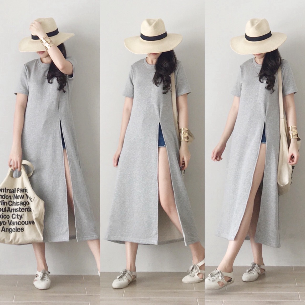 A23 Split Grey Fashion Dress/Long Top