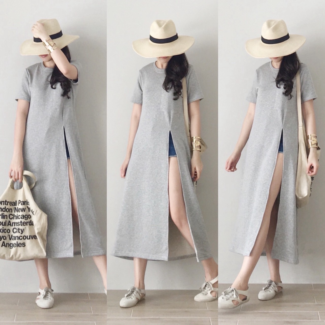 A23 Split Grey Fashion Dress/Long Top