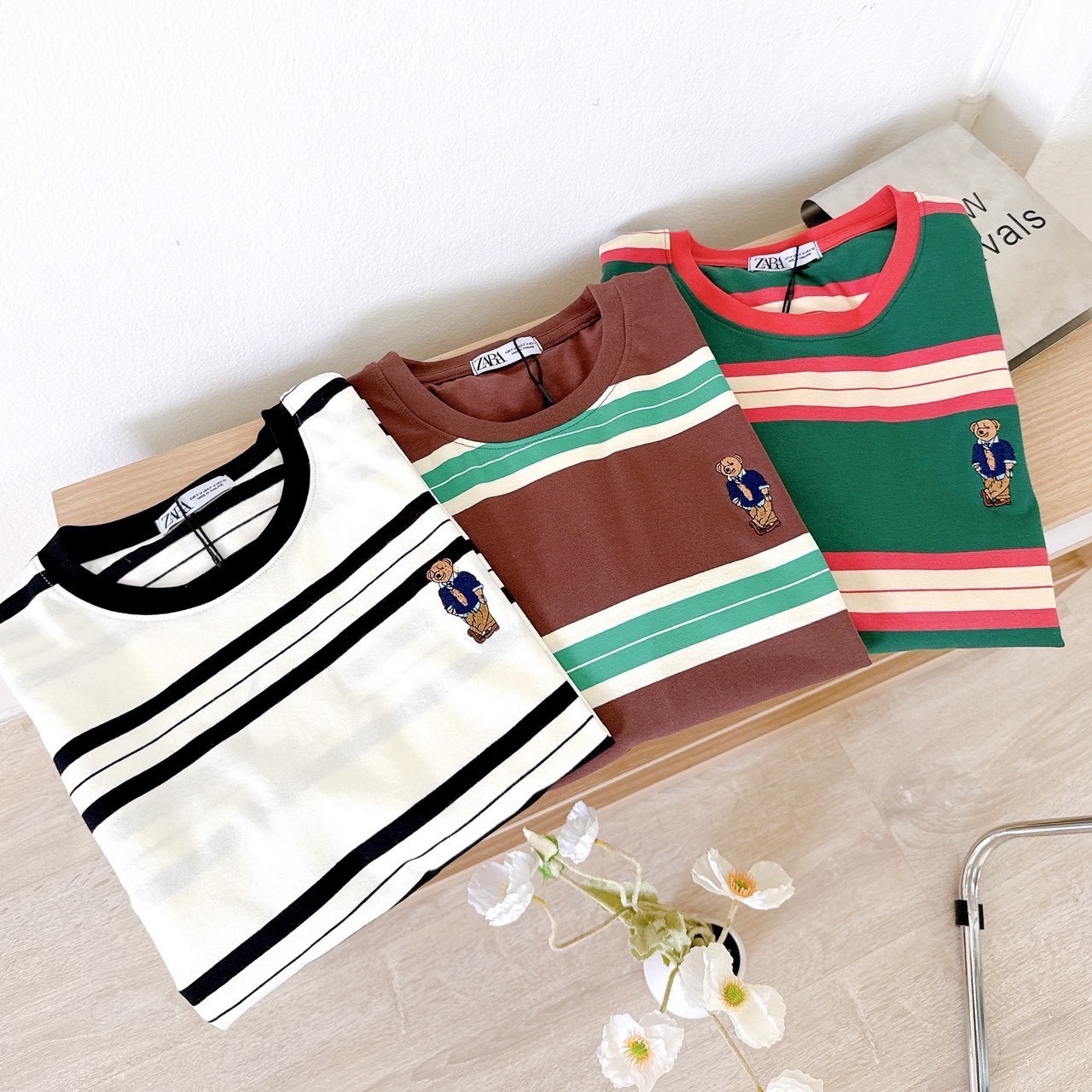 A121 🇰🇷🇰🇷 Korean striped round neck shirt