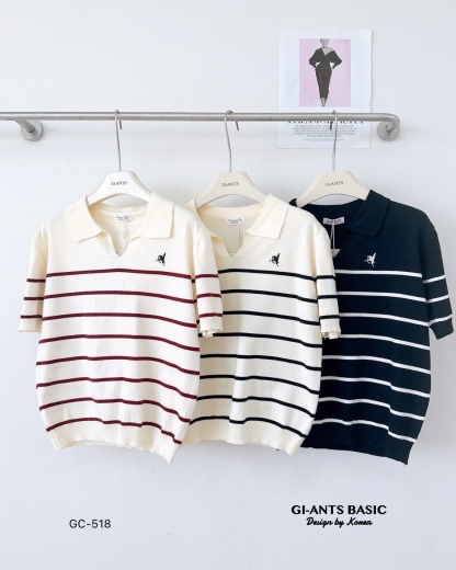 A119 Collared knitted shirt, Cupid embroidery