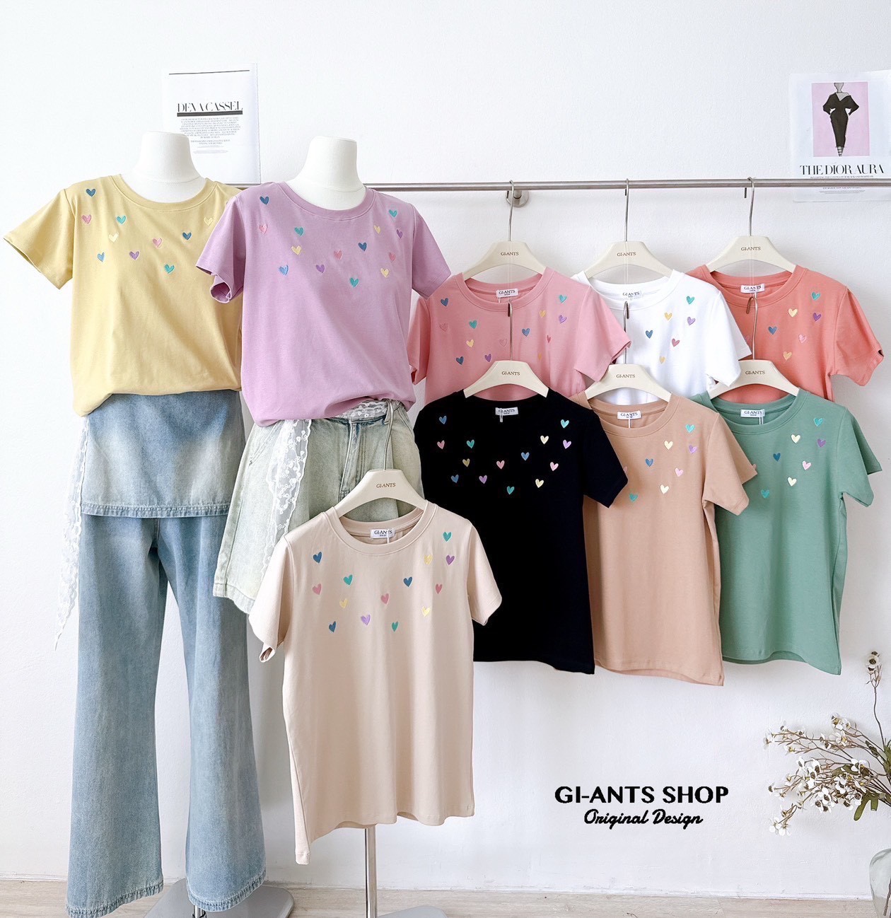 A16 🧸 Heart Embroidered T-Shirt – Extra Soft & Super Cute