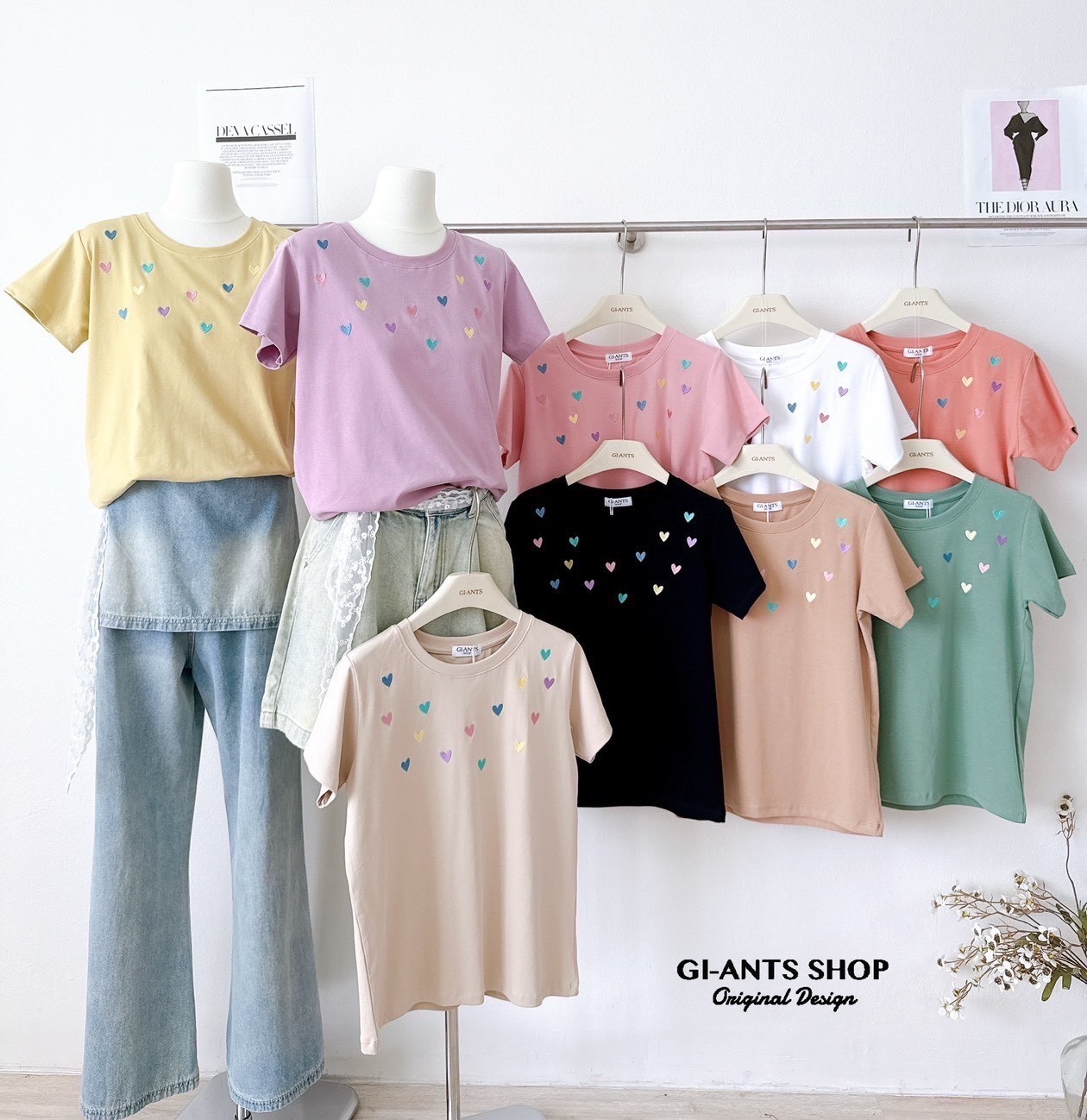 A16 🧸 Heart Embroidered T-Shirt – Extra Soft & Super Cute