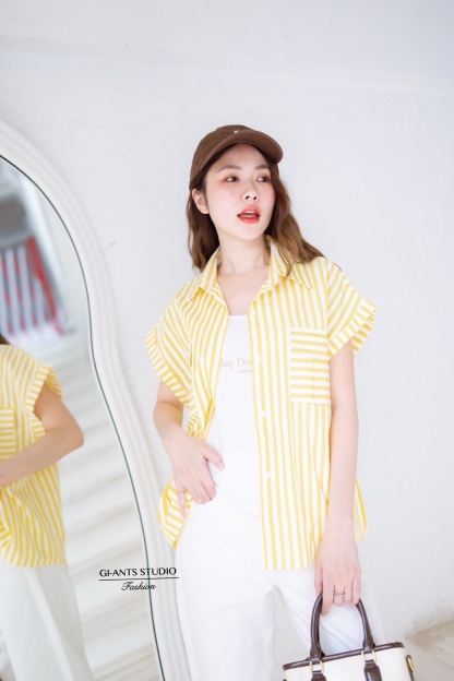 A10 Stripe Women’s Double-Sleeved Blouse | Korean-Inspired Design 🇰🇷