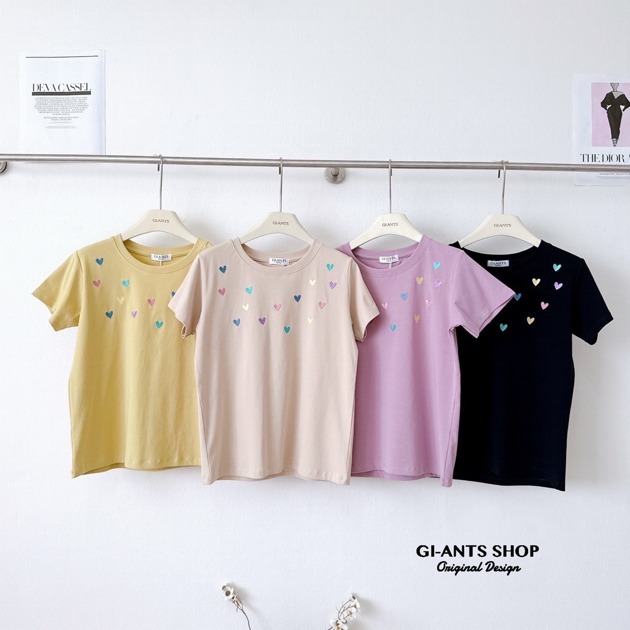 A16 🧸 Heart Embroidered T-Shirt – Extra Soft & Super Cute