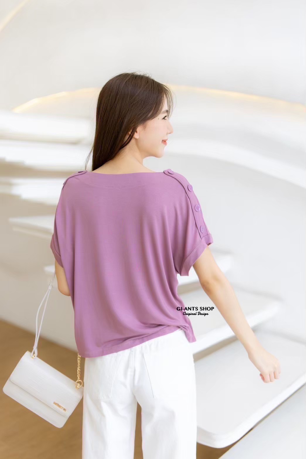 A109 Adorable shoulder buttons top