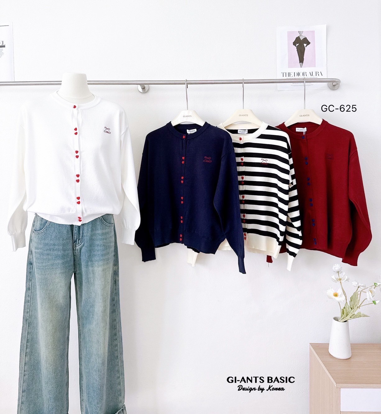 A103  💖 Korean-Style Heart Button Cardigan 💖