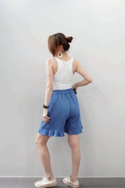 A63 Ruffles Denim Shorts