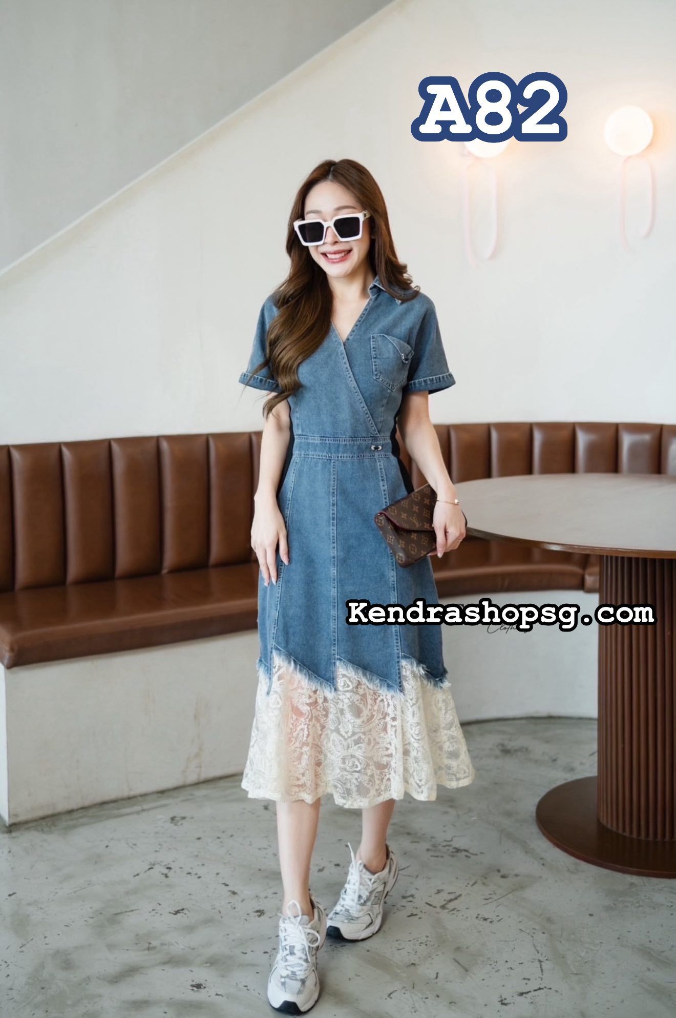 A82 White Lace denim Dress 