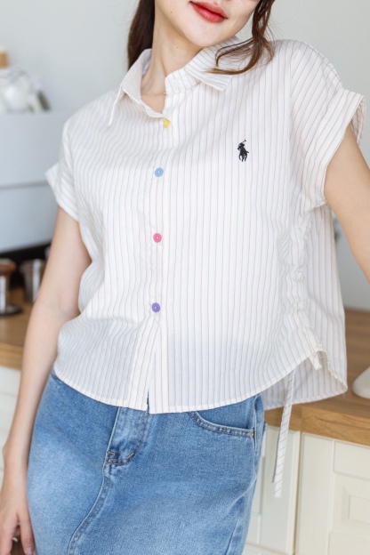 A102 Polo-style embroidery Stripe Shirt