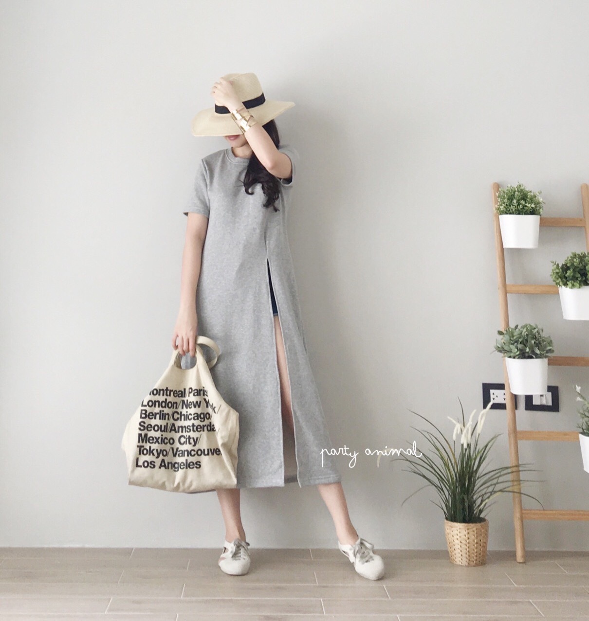 A23 Split Grey Fashion Dress/Long Top