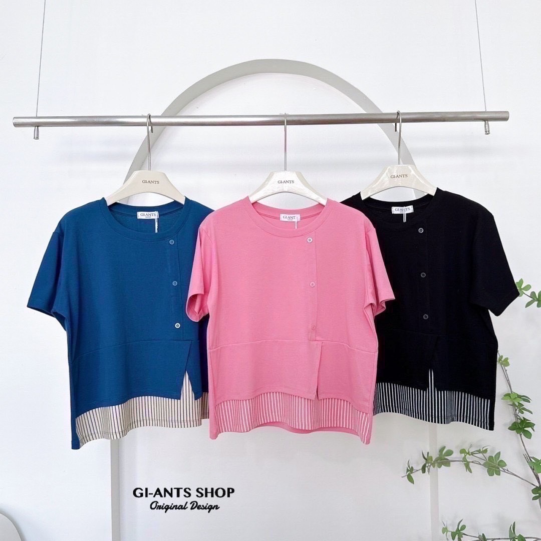 A106 📢 Striped Fusion Tee – Cool & Comfy 📢