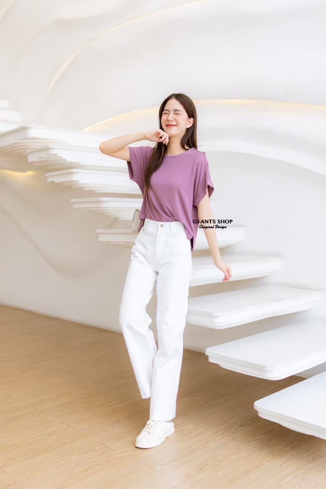 A109 Adorable shoulder buttons top