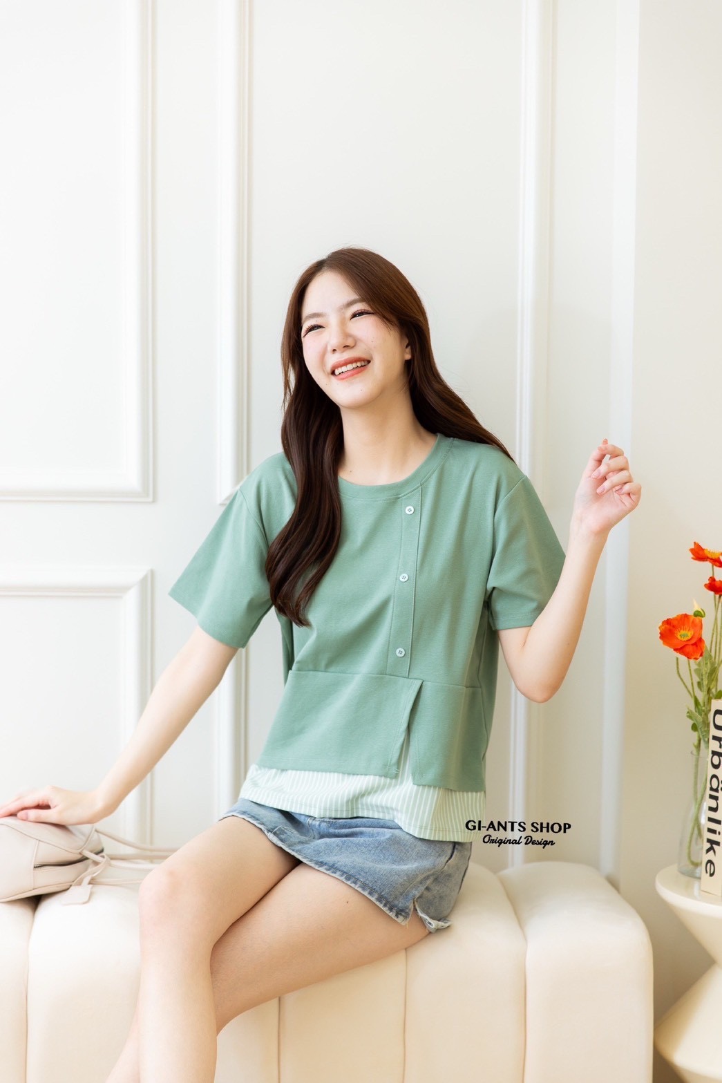 A106 📢 Striped Fusion Tee – Cool & Comfy 📢