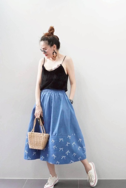 A59 Denim bow skirt