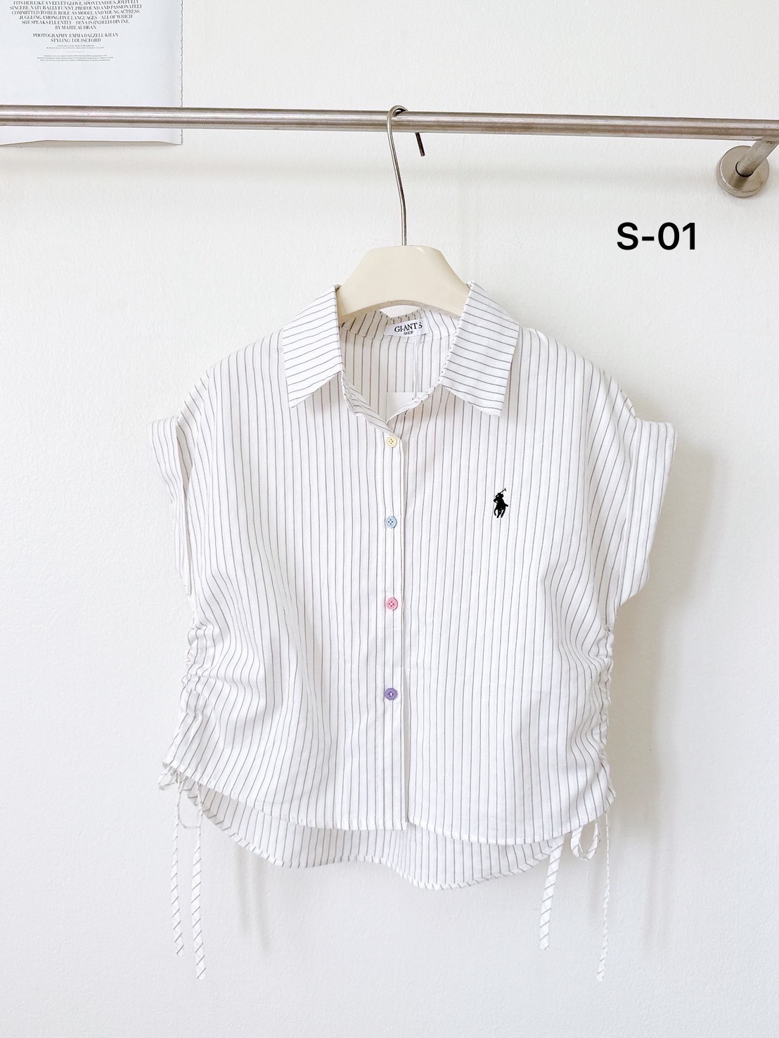 A102 Polo-style embroidery Stripe Shirt