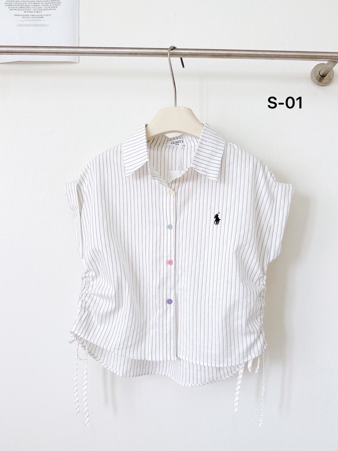 A102 Polo-style embroidery Stripe Shirt