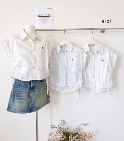 A102 Polo-style embroidery Stripe Shirt