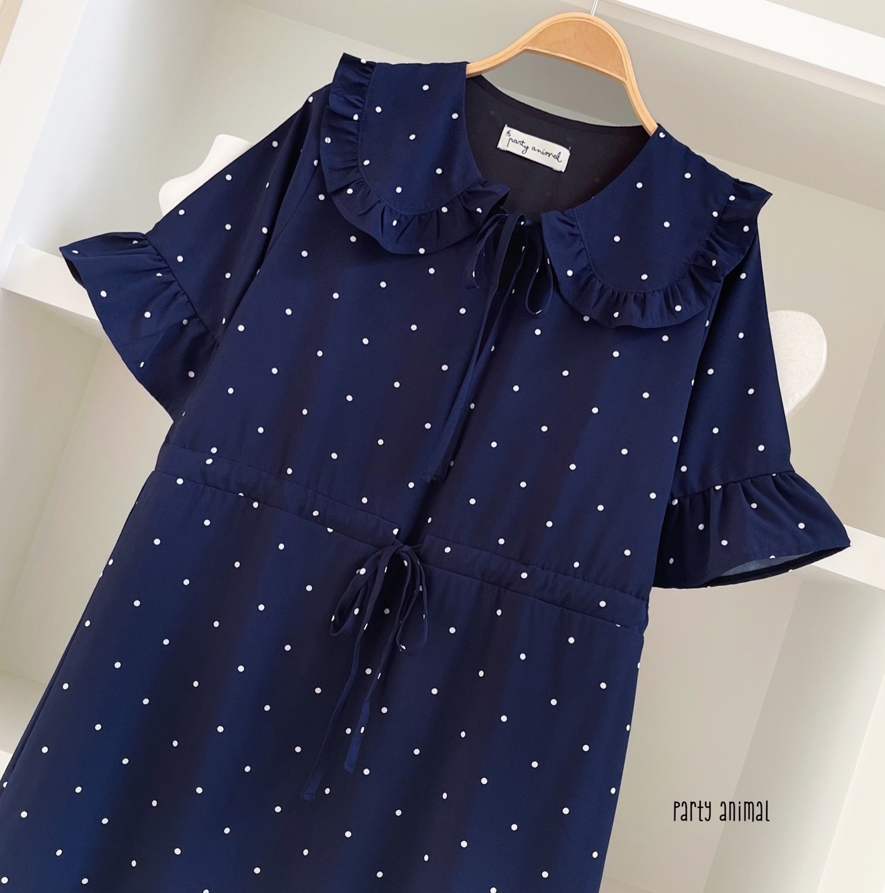 A24 White Dot Navy PA DRess