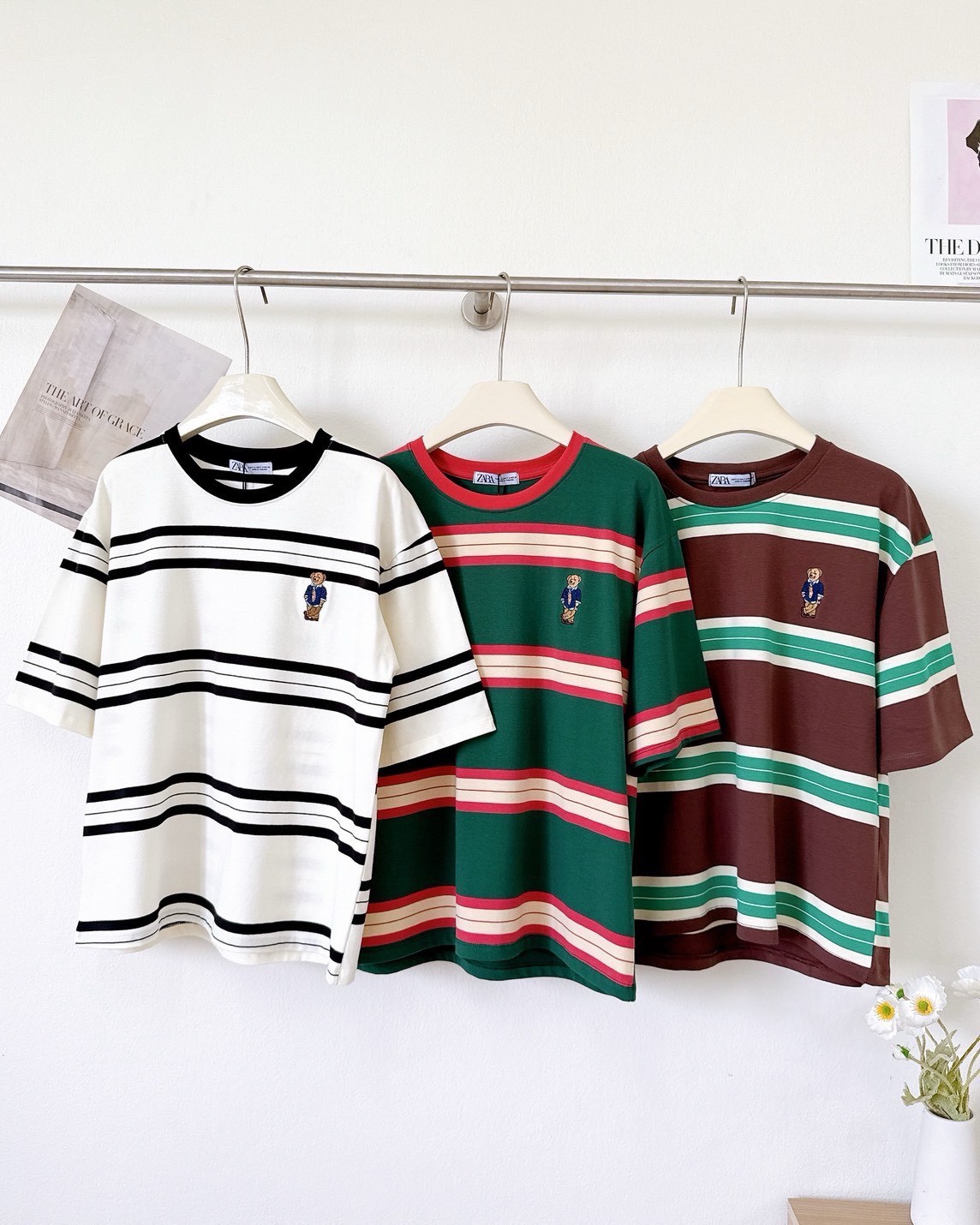 A121 🇰🇷🇰🇷 Korean striped round neck shirt