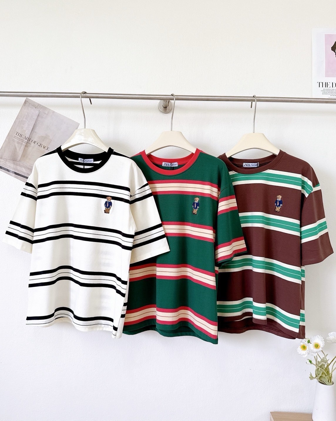 A121 🇰🇷🇰🇷 Korean striped round neck shirt