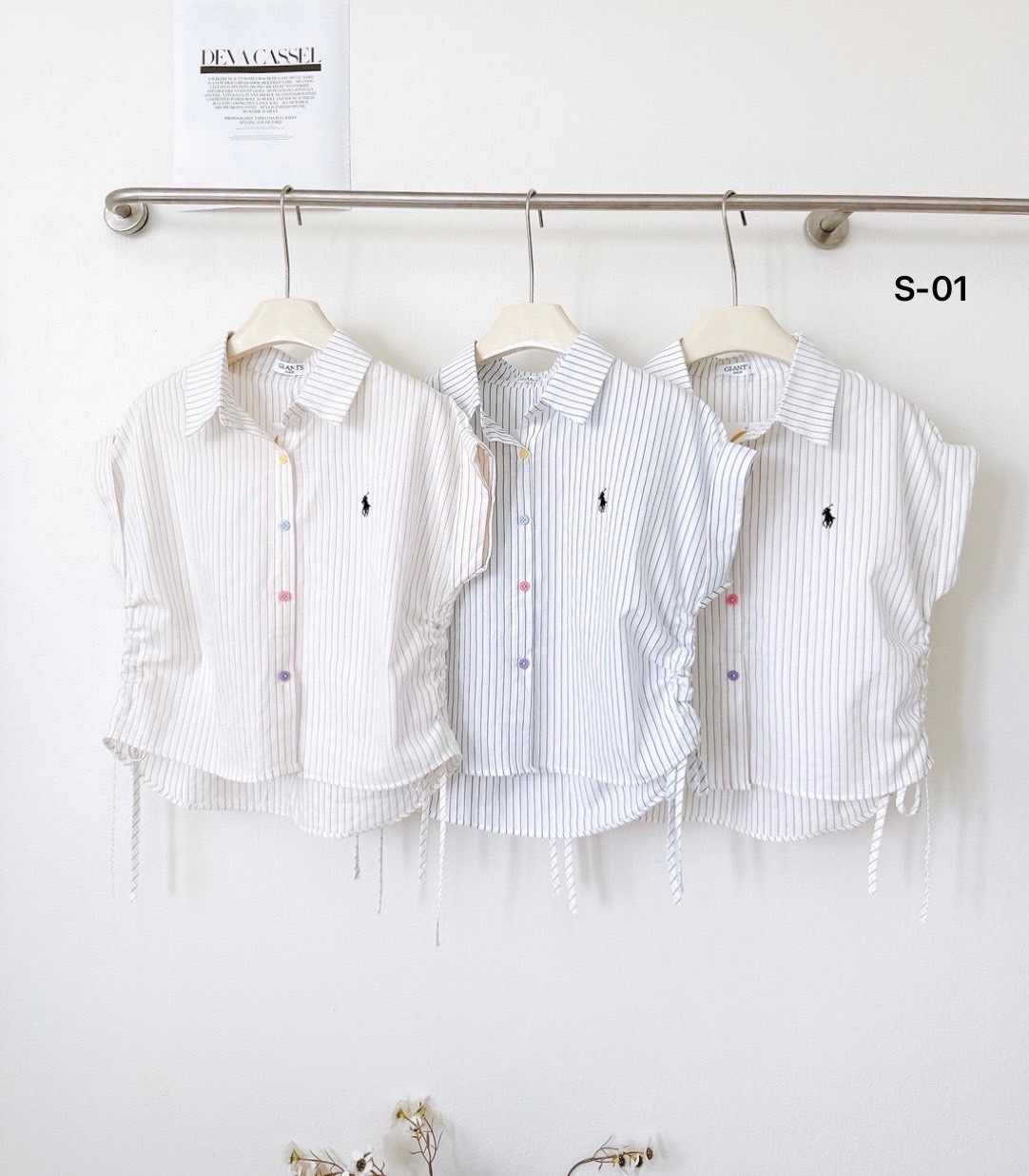 A102 Polo-style embroidery Stripe Shirt