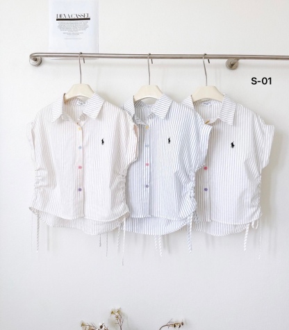 A102 Polo-style embroidery Stripe Shirt