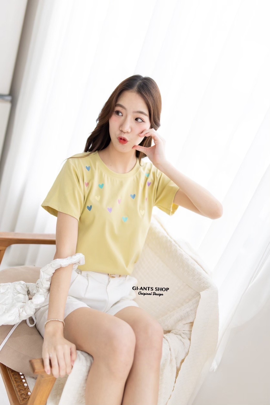A16 🧸 Heart Embroidered T-Shirt – Extra Soft & Super Cute