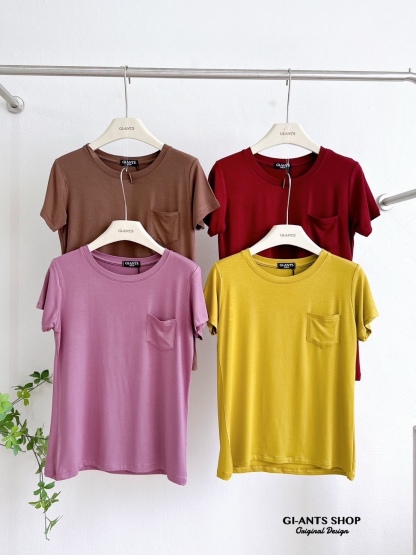 A7 Sharp pocket round collar rayon top