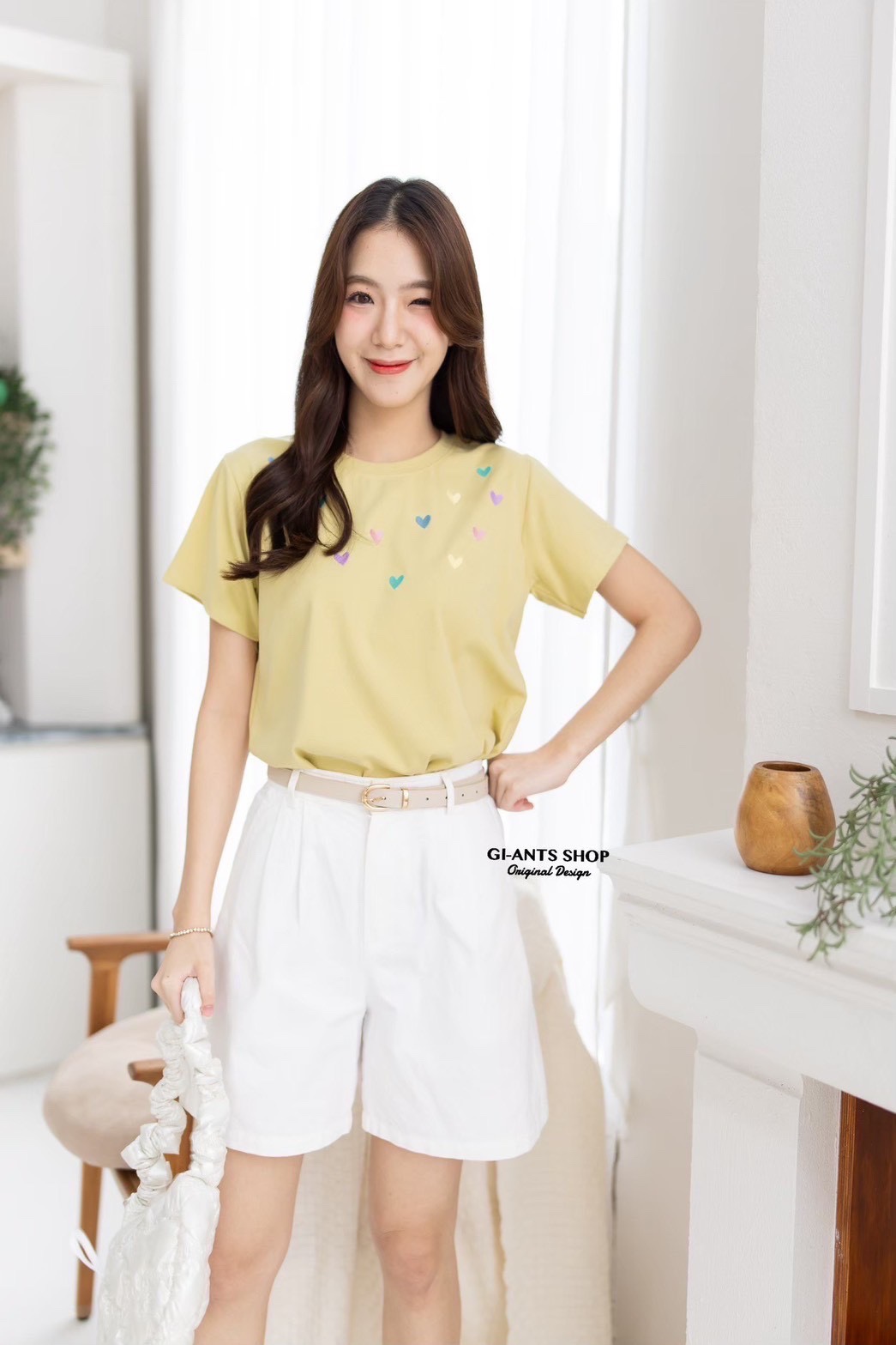 A16 🧸 Heart Embroidered T-Shirt – Extra Soft & Super Cute