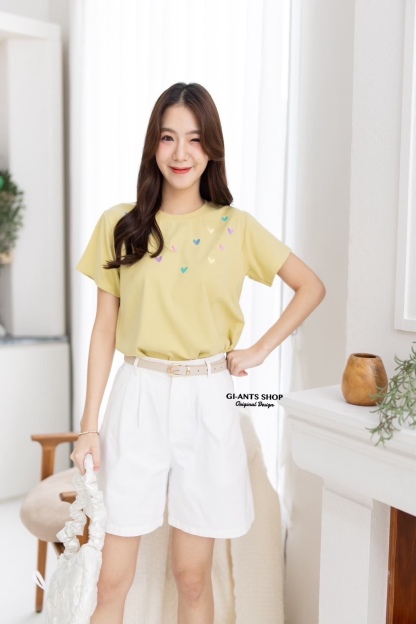 A16 🧸 Heart Embroidered T-Shirt – Extra Soft & Super Cute