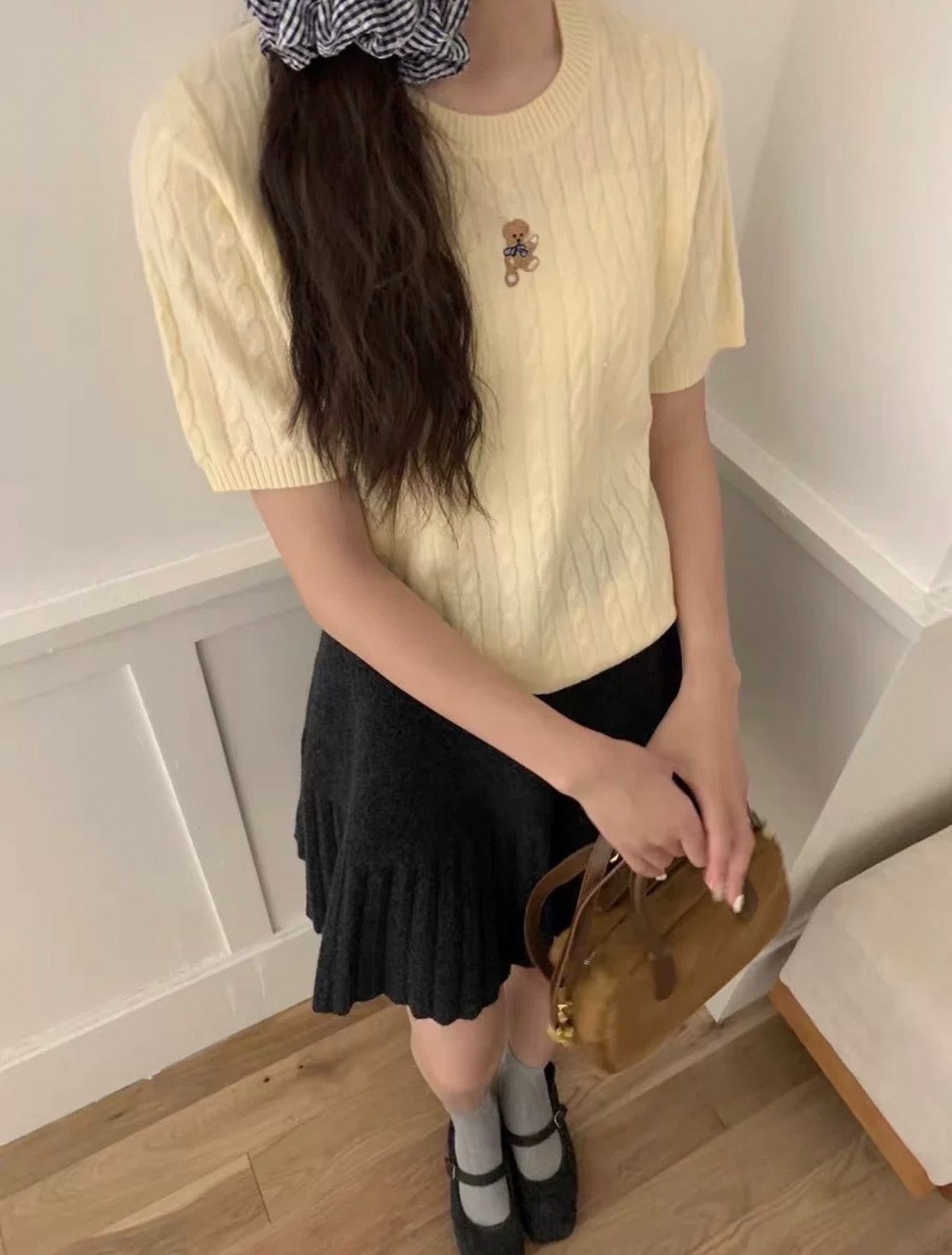 Silk Shirt with Bear Embroidery – Korean Party Style