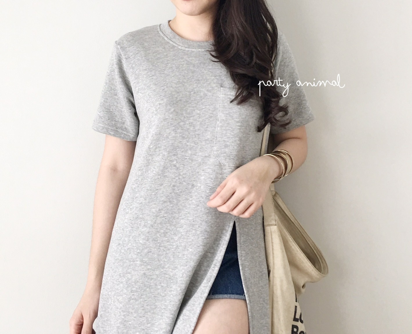 A23 Split Grey Fashion Dress/Long Top