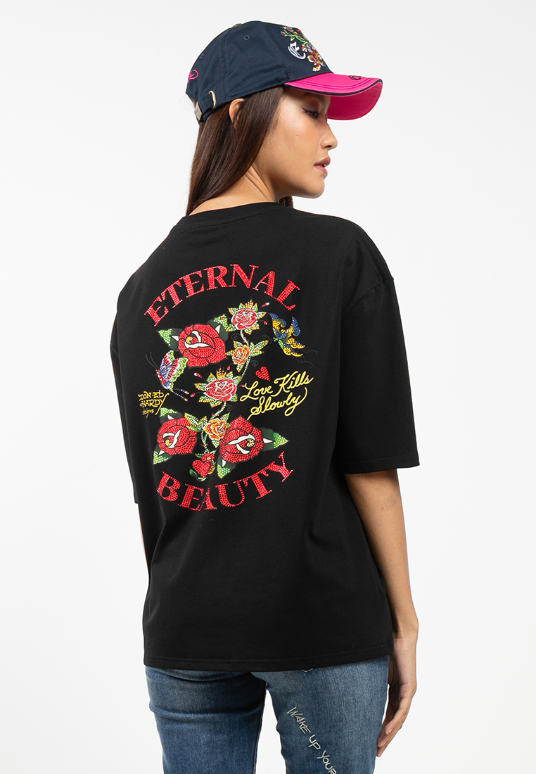 Eternal Beauty Roses Oversized Tee - Ladies