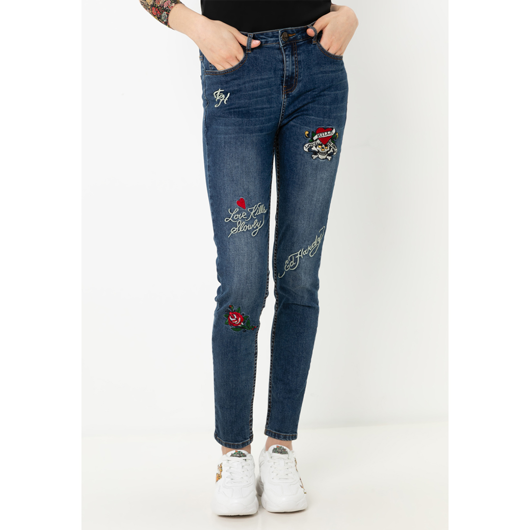 Signature Women Long Denim Jeans-Ed Hardy Asia