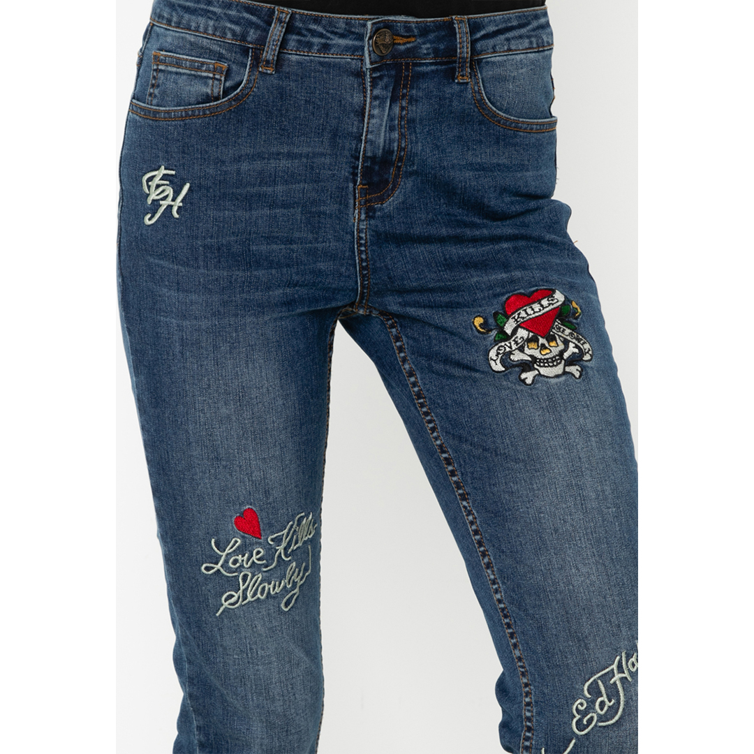 Signature Women Long Denim Jeans-Ed Hardy Asia