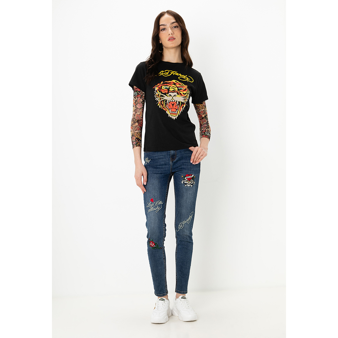 Signature Women Long Denim Jeans-Ed Hardy Asia
