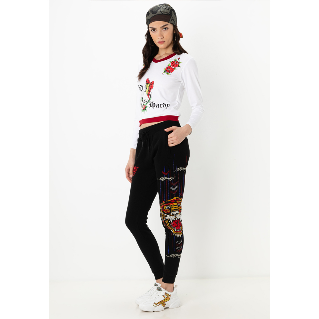 Butterfly Skull Long Sleeve Cropped Tee