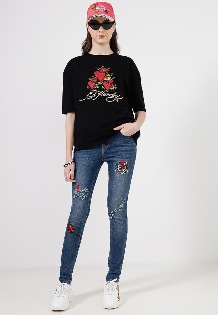 Blossom Heart Oversized Tee- Ladies-Ed Hardy Asia