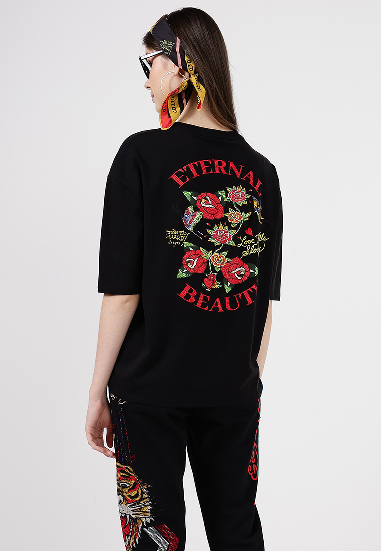 Eternal Beauty Roses Oversized Tee - Ladies