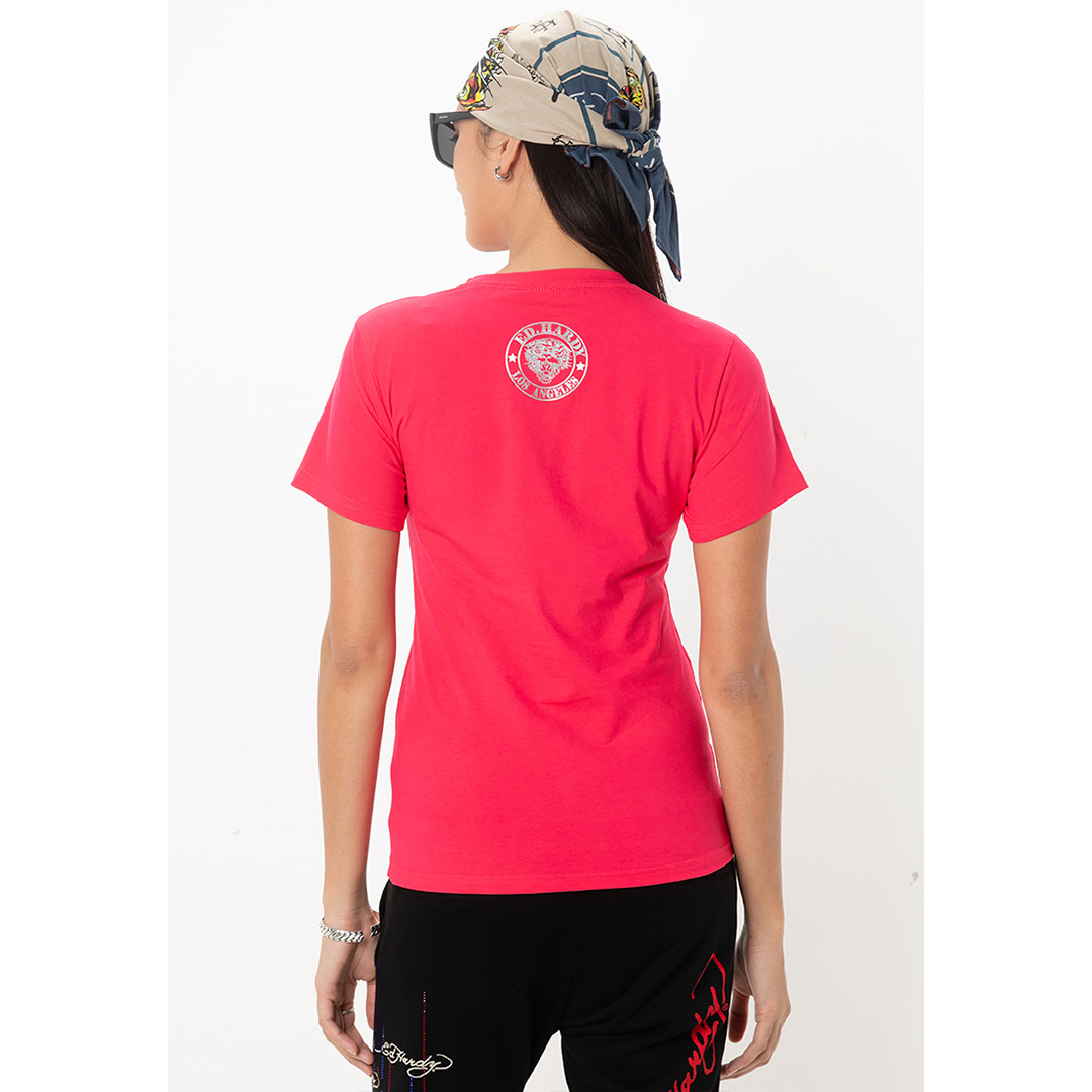 Premium Pink Tiger Short Sleeve Tee - Women-Ed Hardy Asia