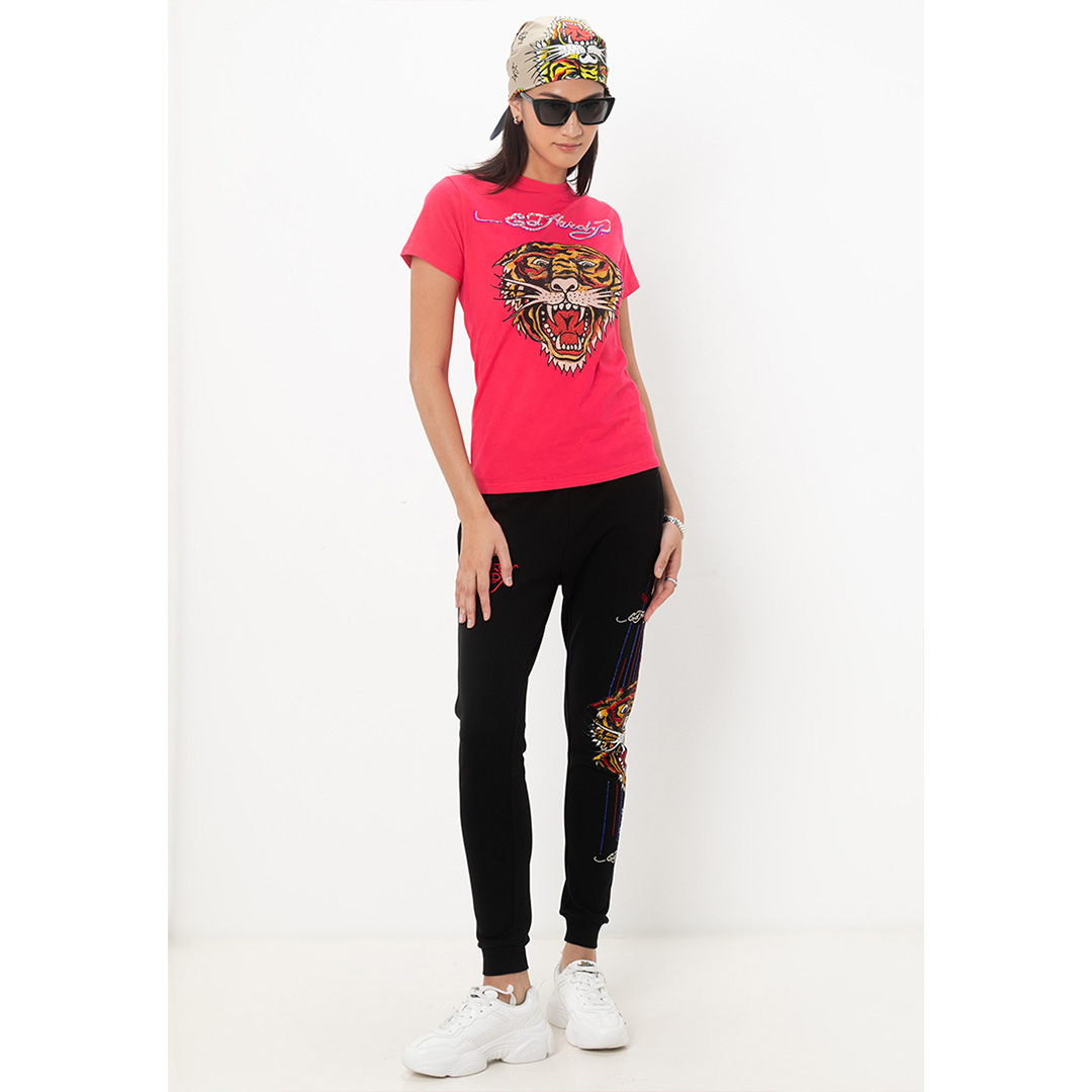 Premium Pink Tiger Short Sleeve Tee - Women-Ed Hardy Asia