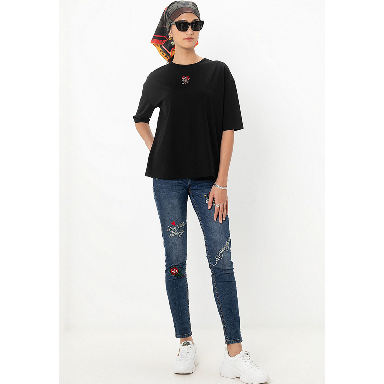 Heart & Rose Women Oversized Tee-Ed Hardy Asia