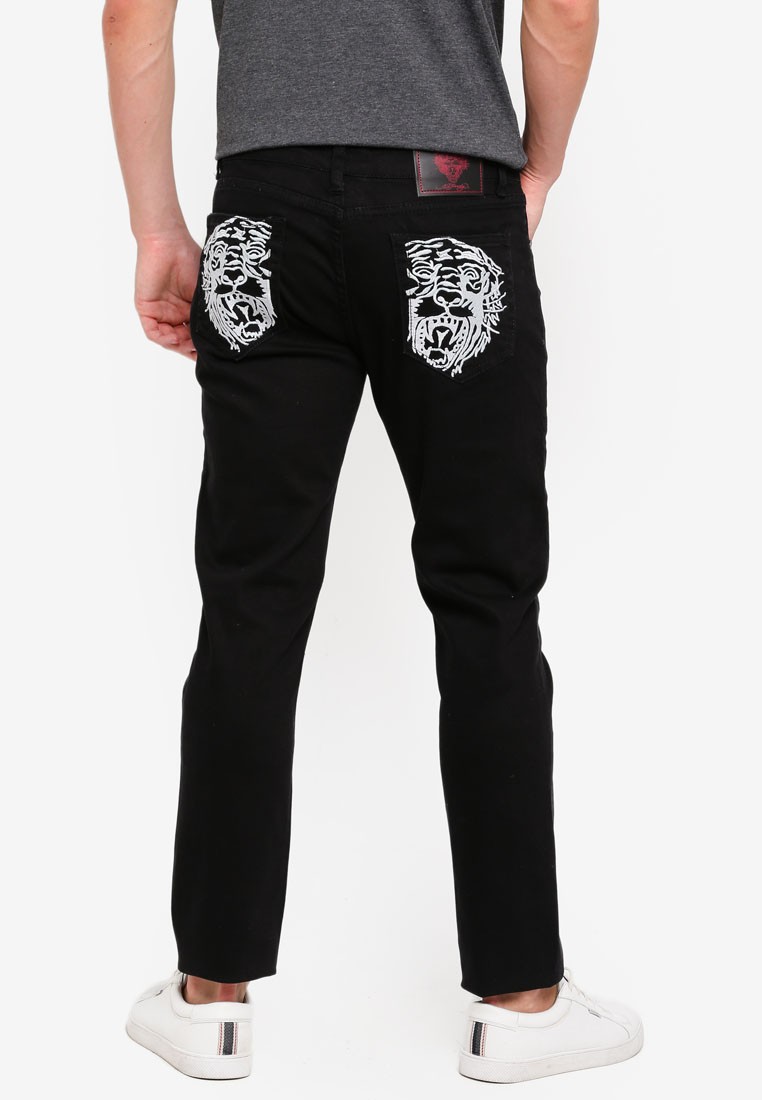 Tiger Embroidered Slim Cut Jeans