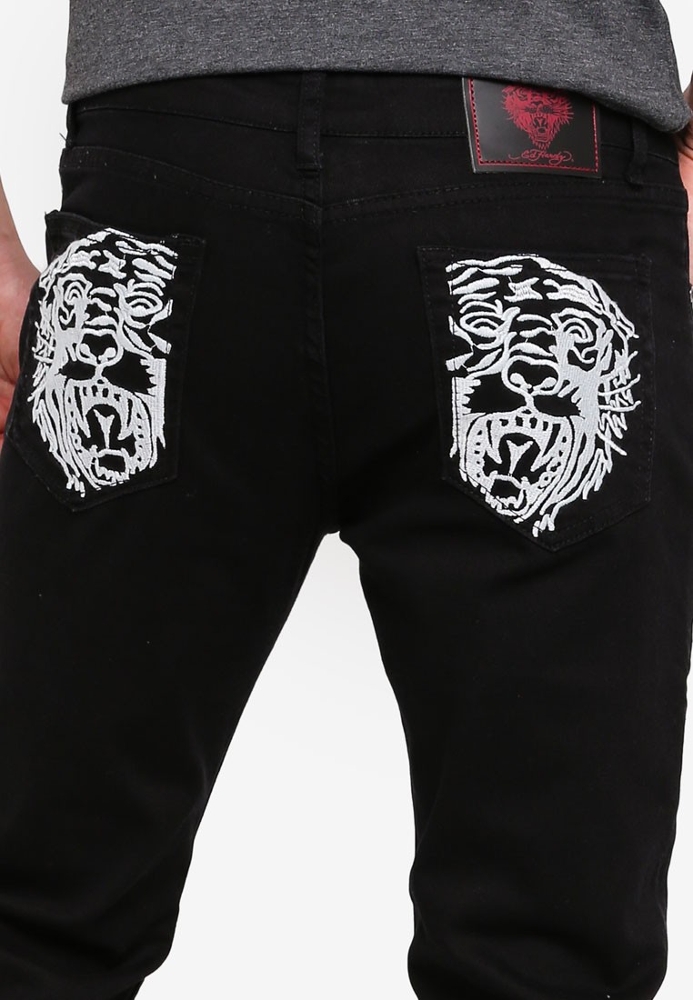 Tiger Embroidered Slim Cut Jeans