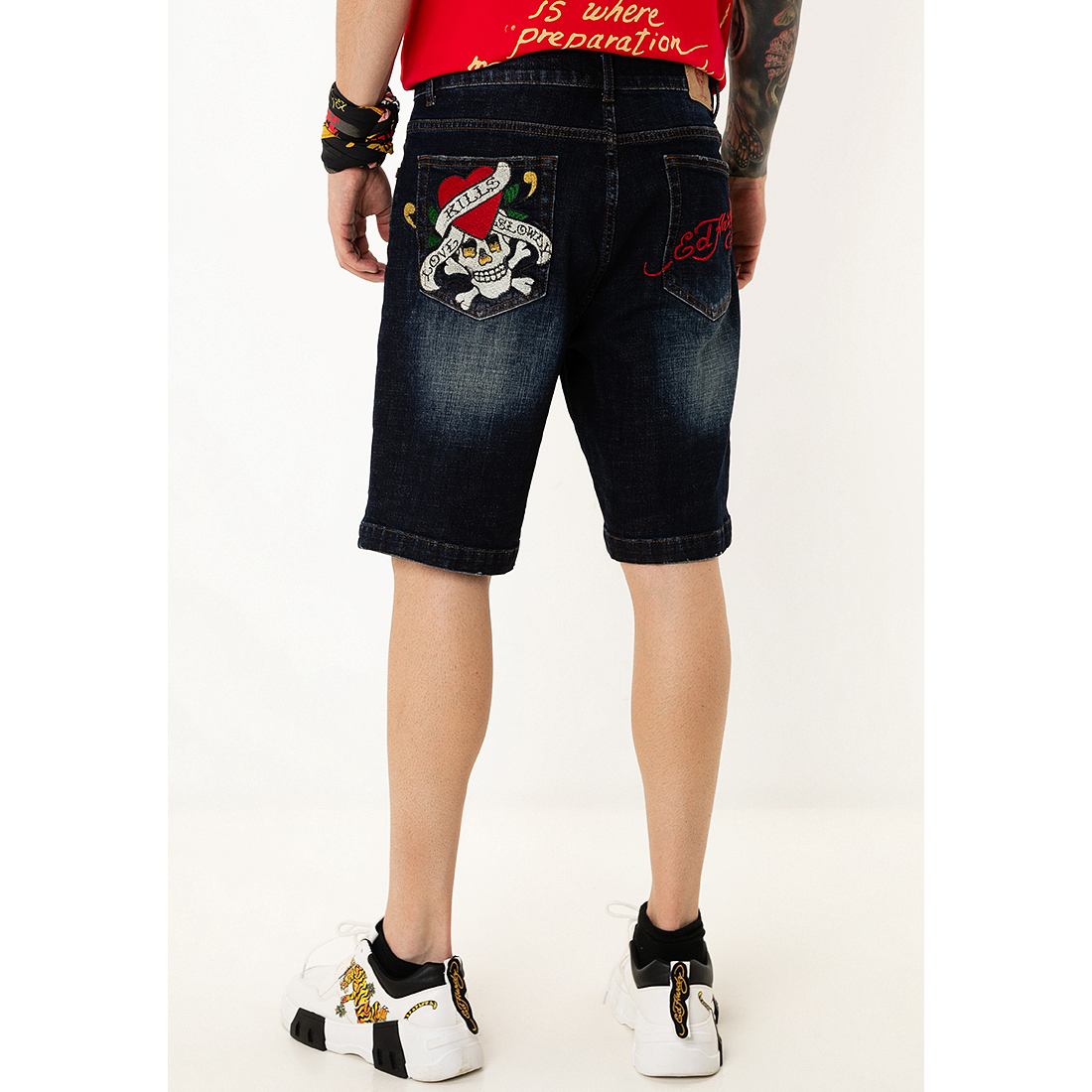L.K.S Skull Men Short Denim Jeans-Ed Hardy Asia