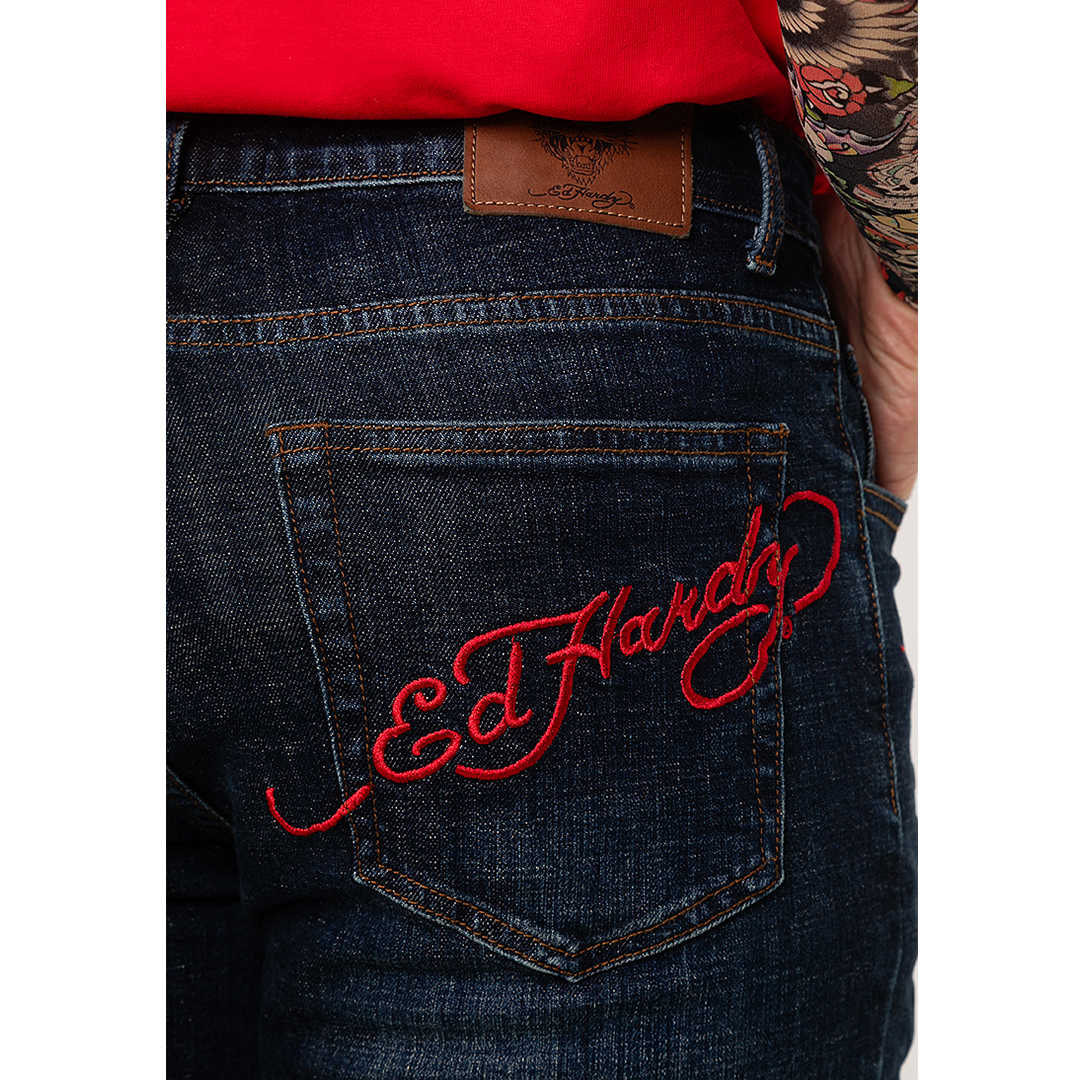 L.K.S Skull Men Short Denim Jeans-Ed Hardy Asia