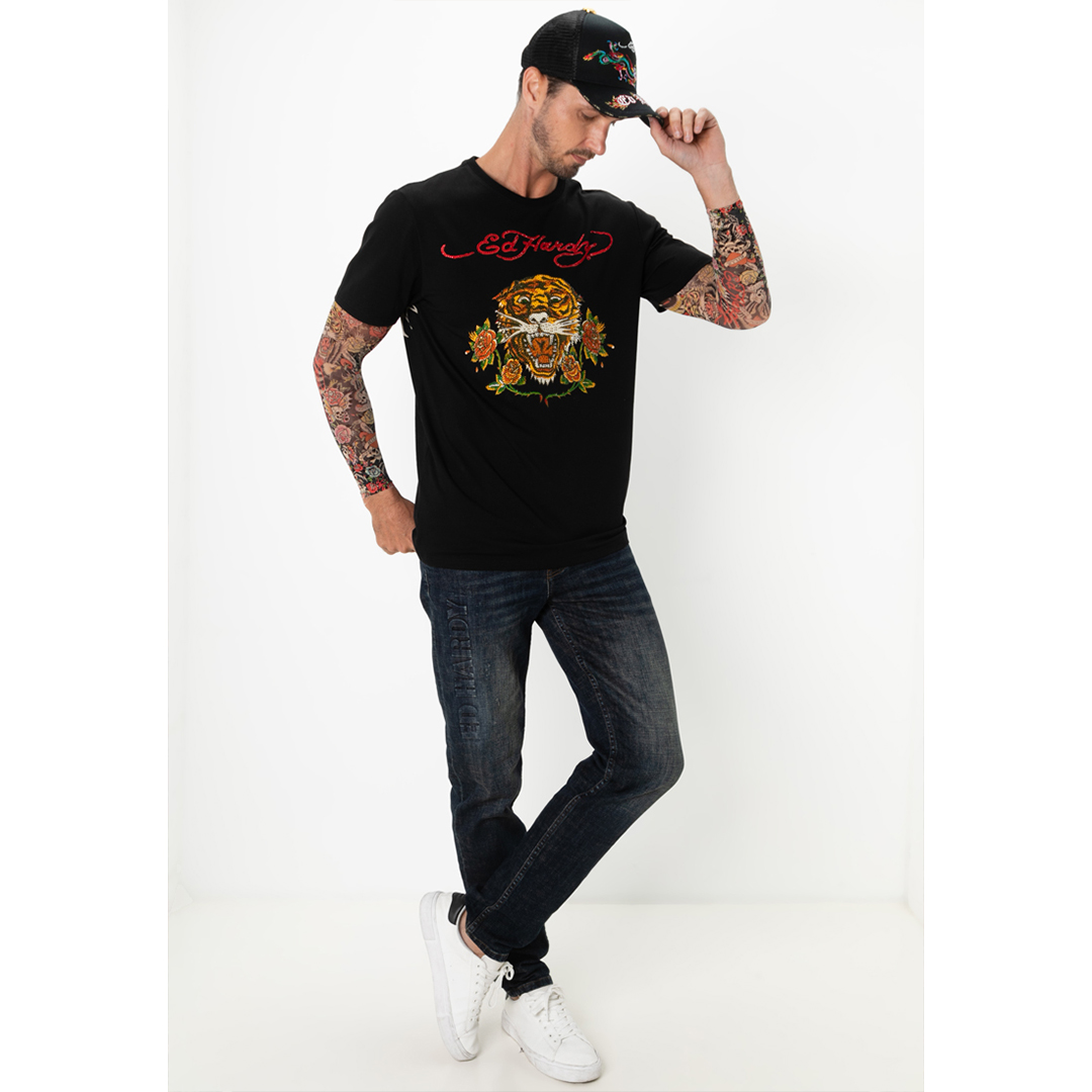 Ed Hardy Tiger & Roses Regular Tee