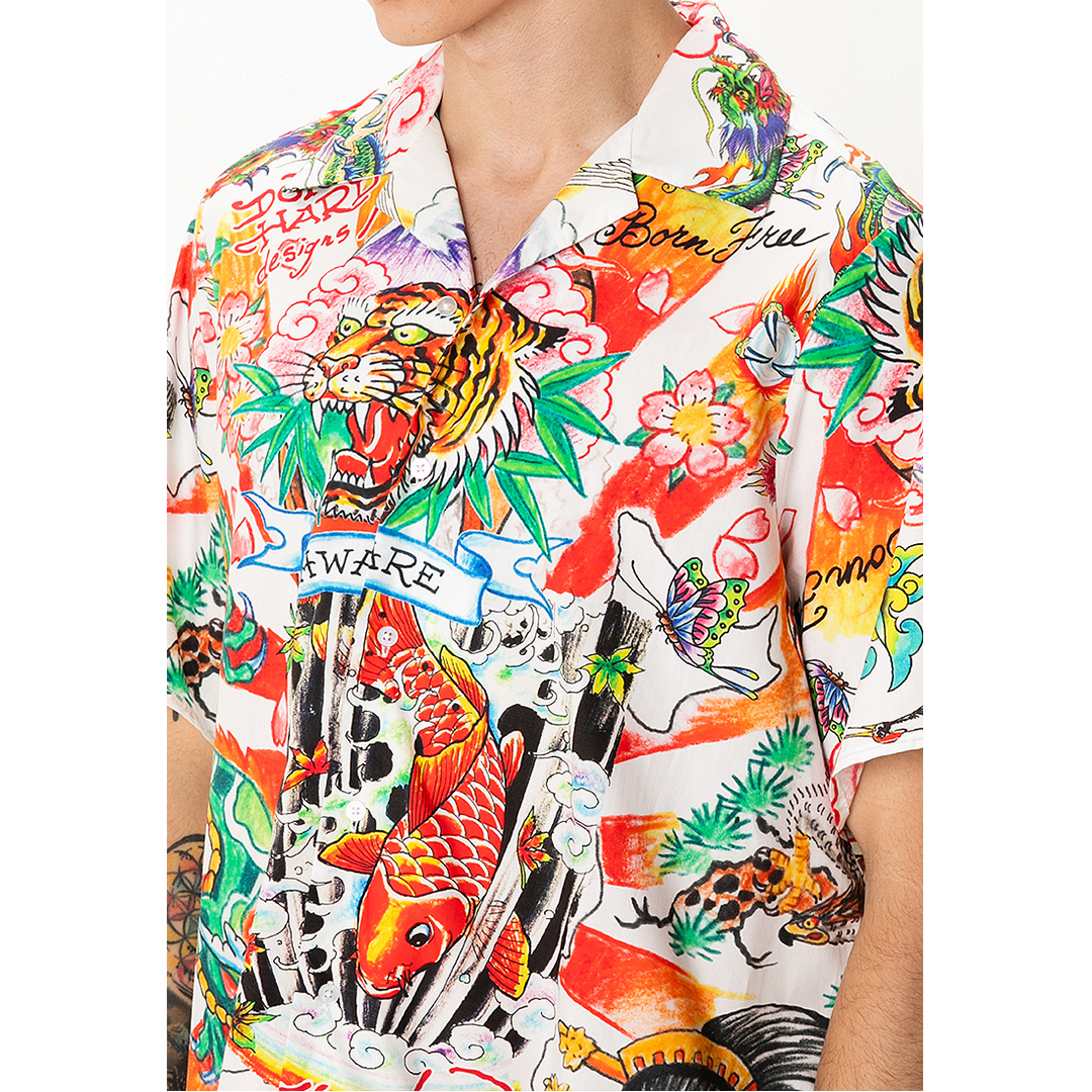 Japanese Tattoos Full-Print Men Oversized Shirt-Ed Hardy Asia